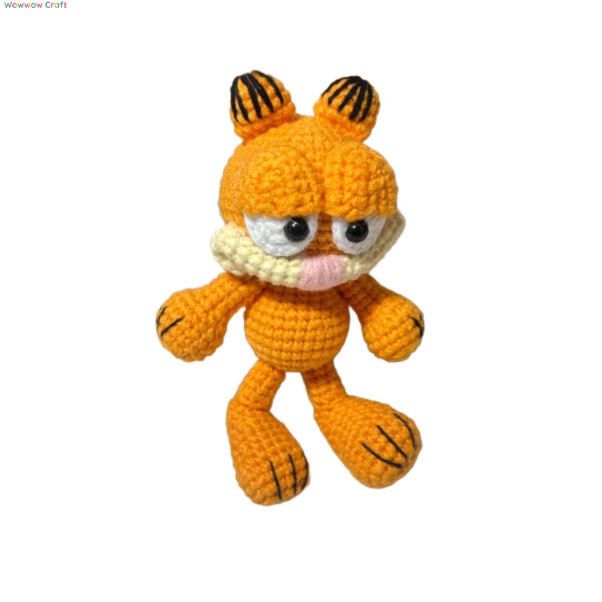 Handmade Crochet Garfield Doll - Crochet keychain,handmade crochet bags, custom amigurumi dolls, woven tote bags, eco-friendly gifts, unique crochet toys, organic yarn crafts, personalized crochet, handmade plushies, boho crochet accessories, sustainable handmade gifts